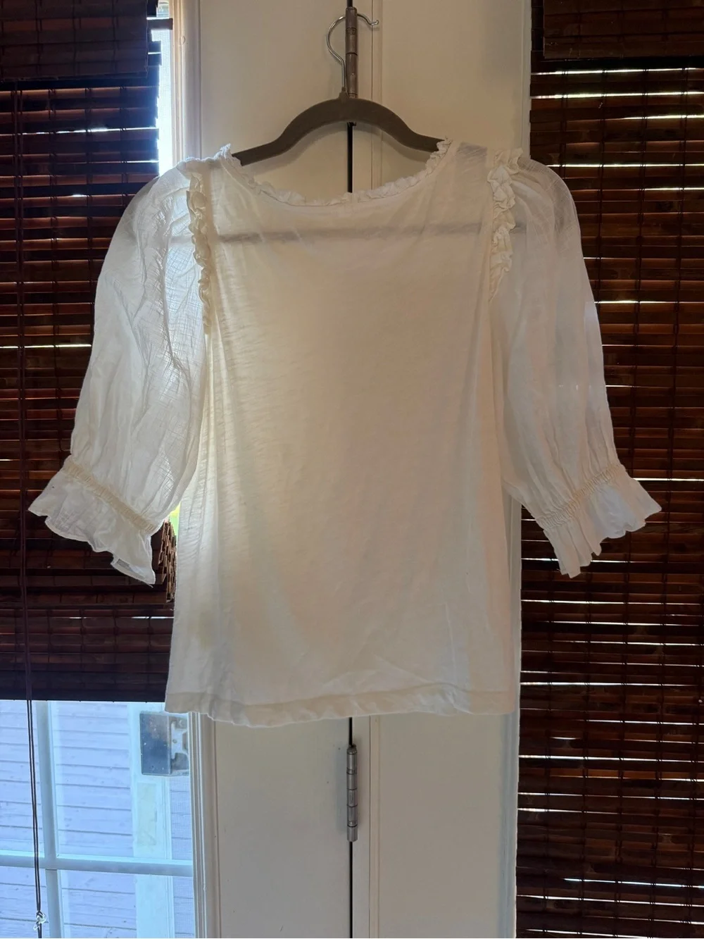 By Anthropologie Smocked Puff-Sleeve Smocked top, sz xs, euc